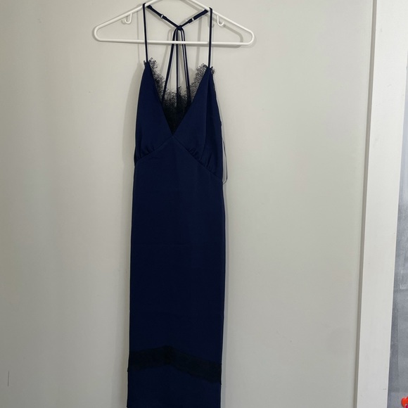 Adeptness Rae M midi blue black lace slip Dress - Picture 6 of 11